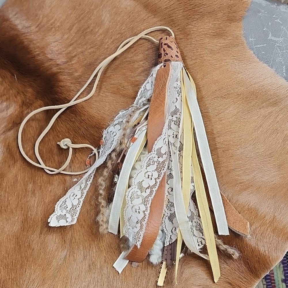 Handmade Tassel Necklace Leather & Lace